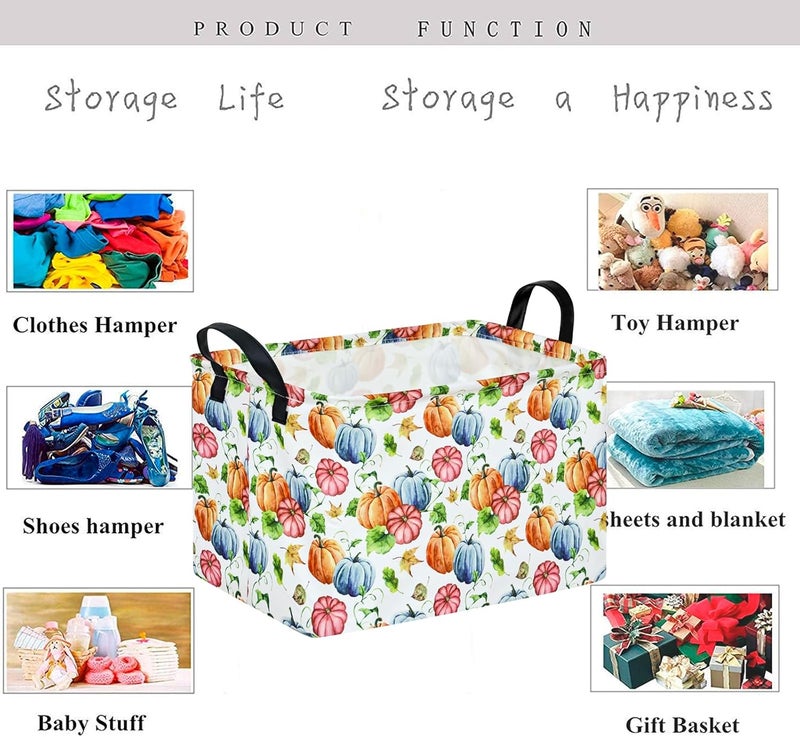KUNRO Gift Storage Basket Rectangle Storage Organizer for Nursery Hamper Home Bedroom Laundry Hamper Shelf Baskets. - Image 5